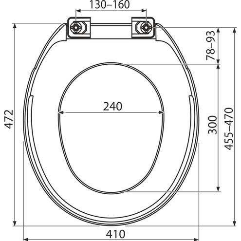 ALCA A6550 BASIC ANTIBACTERIAL WC sedadlo A6550 Technický nákres