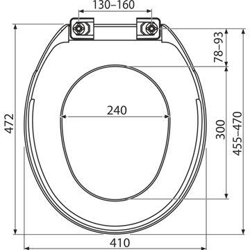 ALCA A6550 BASIC ANTIBACTERIAL WC sedadlo A6550 Technický nákres