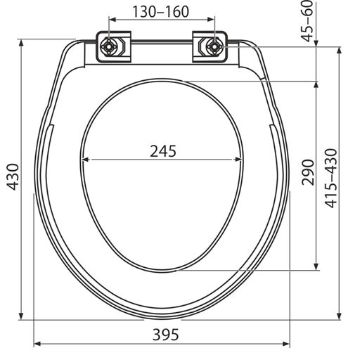 ALCA A6551 BASIC ANTIBACTERIAL WC sedadlo A6551 Technický nákres