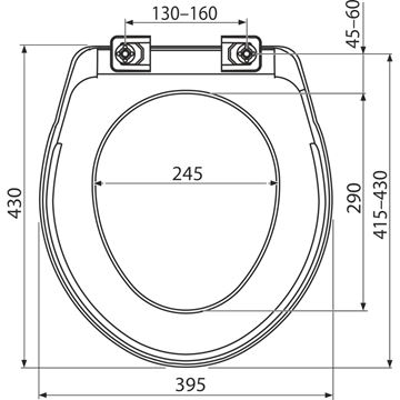 ALCA A6551 BASIC ANTIBACTERIAL WC sedadlo A6551 Technický nákres
