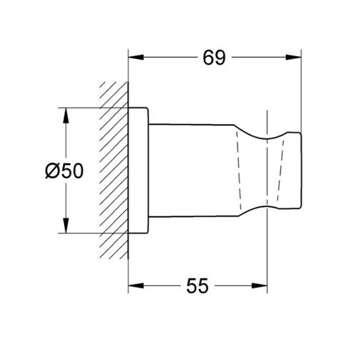 GROHE RAINSHOWER nástenný držiak ručnej sprchy, Hard Graphite 27074A00 Technický nákres