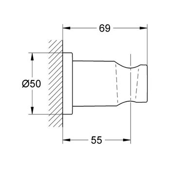 GROHE RAINSHOWER nástenný držiak ručnej sprchy, Hard Graphite 27074A00 Technický nákres