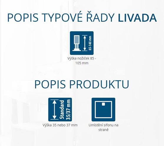 RONAL LIVADA W20Q sprchová vanička 90x90 cm, liaty mramor, bez nožičiek W20Q 090 04 Obrázek - fotka