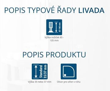 RONAL LIVADA W20R sprchová vanička 90x90 cm, R550, liaty mramor, bez nožičiek W20R 55 090 04 Obrázek - fotka
