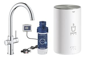 GROHE RED DUO drezová elektronická batéria, s ohrevom, veľkosť M, GROHE ChildLock, napájanie zo siete, chróm