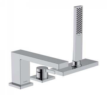 HANSGROHE TECTURIS E batéria na okraj vane, 3-otvorová, so sprchovou súpravou, chróm