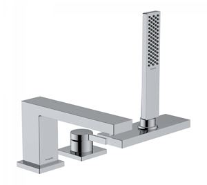 HANSGROHE TECTURIS E batéria na okraj vane, 3-otvorová, so sprchovou súpravou, chróm