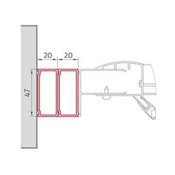 ROTH PROXIMA nastavovací profil 20 mm, Brillant P5092 Technický nákres