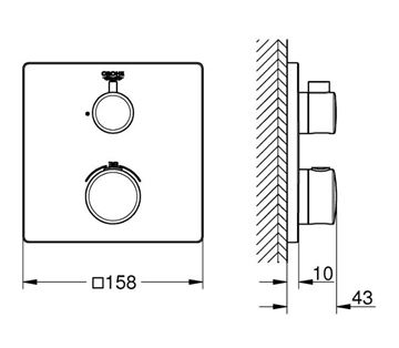 GROHE GROHTHERM sprchová podomietková termostatická batéria, chróm 24078000 Technický nákres