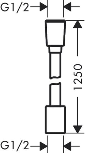 HANSGROHE DESIGNFLEX sprchová hadica 1250 mm, textilné, s ochranou proti prekrúteniu a zlomeniu, chróm 28220000 Technický nákres