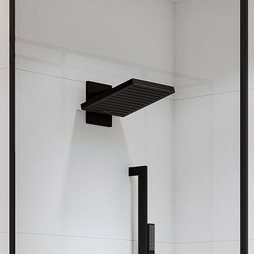 HANSGROHE PULSIFY E 260 2JET horná sprcha 260x260 mm, 2 prúdy, s ramenom, EcoSmart, matná čierna 24351670 Obrázek - fotka
