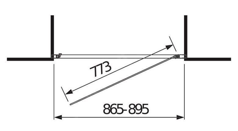 JIKA CUBITO PURE sprchové dvere 90x195 cm, pivotové, lesklý hliník/sklo číre H2542420026681 Technický nákres