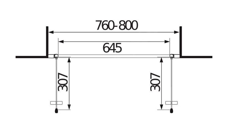 JIKA LYRA PLUS sprchové dvere 80x190 cm, lietacie, biela/sklo číre H2563810006681 Technický nákres