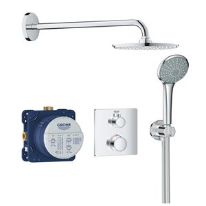 GROHE GROHTHERM sprchový set s podomietkovou termostatickou batériou, horná sprcha, ručná sprcha, hadica, držiak, chróm