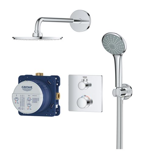 GROHE GROHTHERM sprchový set s podomietkovou termostatickou batériou, horná sprcha, ručná sprcha, hadica, držiak, chróm 34734000 Obrázek - fotka