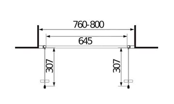 JIKA LYRA PLUS sprchové dvere 80x190 cm, lietacie, biela/sklo matné stripy H2563810006651 Technický nákres