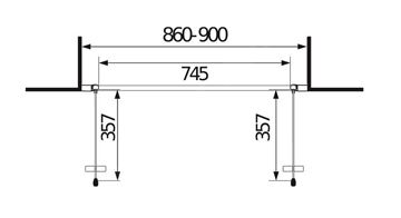 JIKA LYRA PLUS sprchové dvere 90x190 cm, lietacie, biela/sklo číre H2563820006681 Technický nákres
