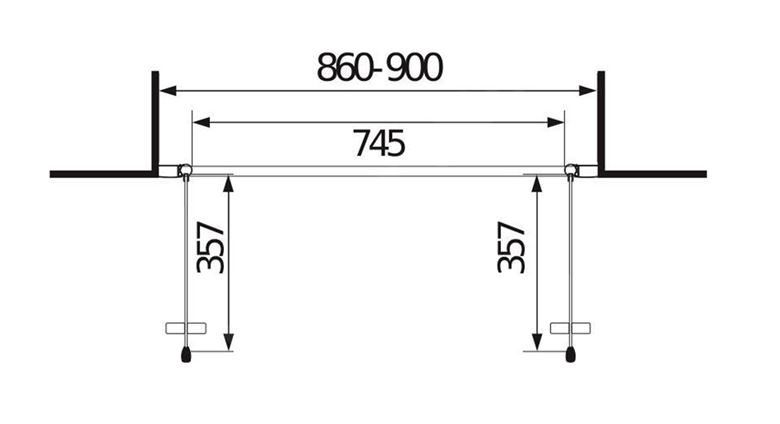 JIKA LYRA PLUS sprchové dvere 90x190 cm, lietacie, biela/sklo číre H2563820006681 Technický nákres