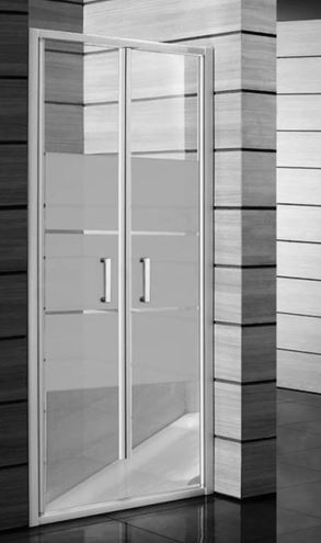JIKA LYRA PLUS sprchové dvere 90x190 cm, lietacie, biela/sklo matné stripy H2563820006651 Obrázek - Hlavní obrázek