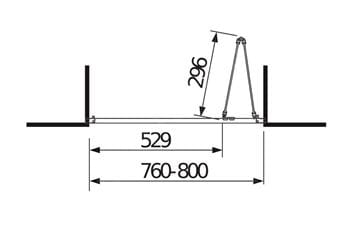 JIKA LYRA PLUS sprchové dvere 80x190 cm, zalamovacie, biela/sklo číre H2553810006681 Technický nákres
