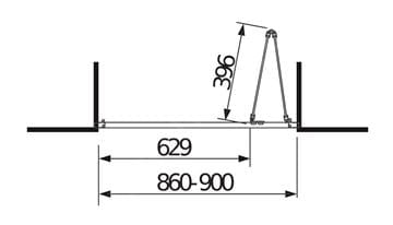 JIKA LYRA PLUS sprchové dvere 90x190 cm, zalamovacie, biela/sklo číre H2553820006681 Technický nákres