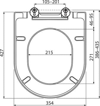 RAVAK UNI CHROME WC sedadlo, SoftClose X01549 Technický nákres
