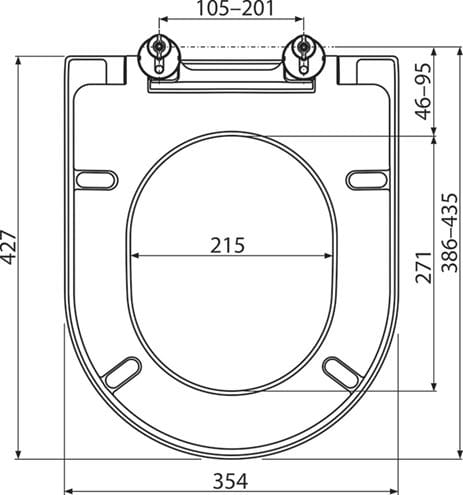 RAVAK UNI CHROME WC sedadlo, SoftClose X01549 Technický nákres