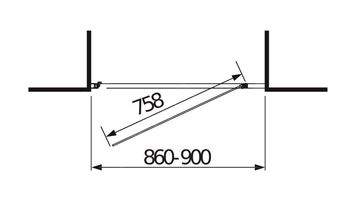 JIKA LYRA PLUS sprchové dvere 90x190 cm, pivotové, biela/sklo číre H2543820006681 Technický nákres