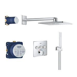 GROHE GROHTHERM SMARTCONTROL sprchový set s podomietkovou termostatickou batériou, horná sprcha, ručná sprcha, hadica, kolienko, držiak, chróm