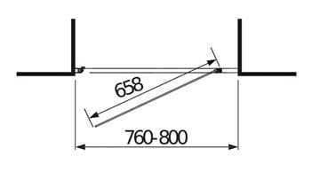 JIKA LYRA PLUS sprchové dvere 80x190 cm, pivotové, biela/sklo matné stripy H2543810006651 Technický nákres