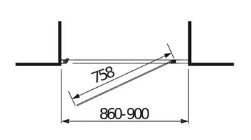 JIKA LYRA PLUS sprchové dvere 90x190 cm, pivotové, biela/sklo matné stripy H2543820006651 Technický nákres