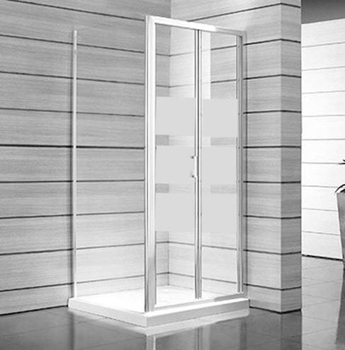 JIKA LYRA PLUS sprchové dvere 90x190 cm, zalamovacie, biela/sklo matné stripy H2553820006651 Obrázek - Hlavní obrázek