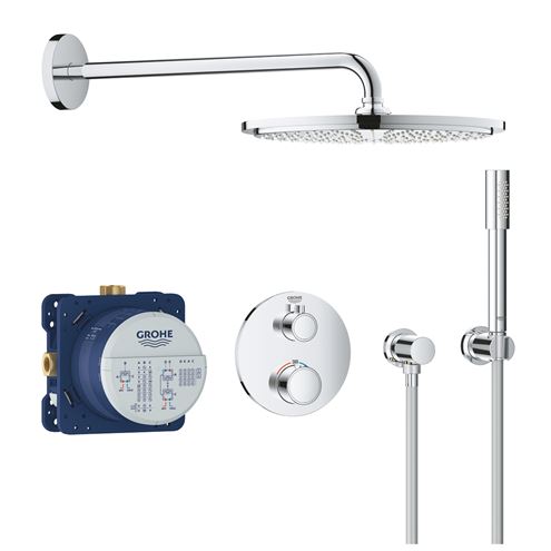 GROHE GROHTHERM sprchový set s podomietkovou termostatickou batériou, horná sprcha, ručná sprcha, hadica, kolienko, držiak, chróm 34731000 Obrázek - Hlavní obrázek