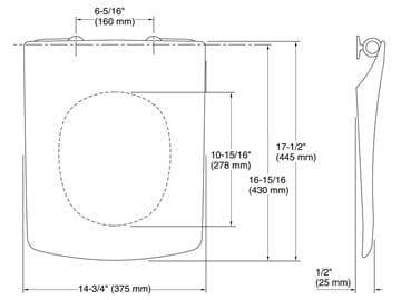 KOHLER ESCALE WC sedadlo, Slowclose, biela E70004-00 Technický nákres