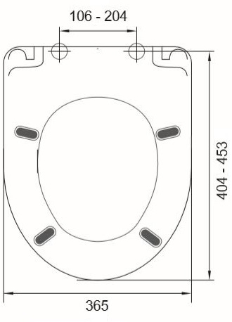 MKW DARIO METAL WC sedadlo Slim, biela S793V012 Technický nákres