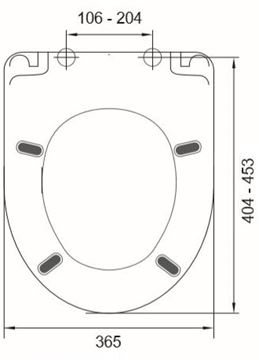 MKW DARIO METAL WC sedadlo Slim, biela S793V012 Technický nákres