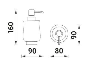 NIMCO LADA dávkovač tekutého mydla 300 ml, keramika, staromosadz/biela 1031LA-65 Technický nákres