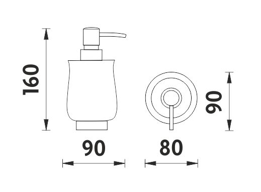 NIMCO LADA dávkovač tekutého mydla 300 ml, keramika, staromosadz/biela 1031LA-65 Technický nákres