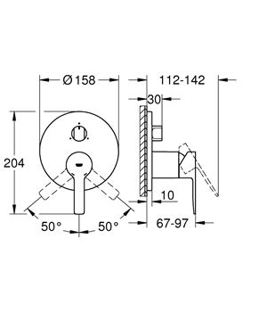 GROHE LINEARE podomietková batéria, pre 3 spotrebiče, chróm 24095001 Technický nákres