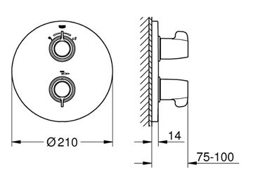 GROHE GROHTHERM SPECIAL vaňová podomietková termostatická batéria, pre 2 spotrebiče, chróm 29095000 Technický nákres