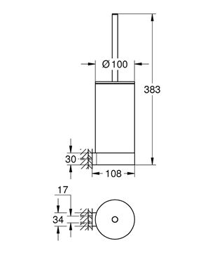 GROHE SELECTION WC kefa nástenná, sklo/chróm 41076000 Technický nákres