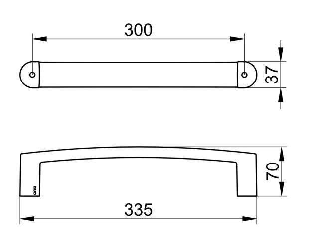 KEUCO ELEGANCE držiak uteráka 335 mm, chróm 11607010000 Technický nákres
