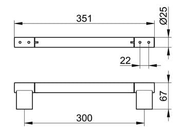 KEUCO PLAN držiak uteráka 351 mm, chróm 14907010000 Technický nákres
