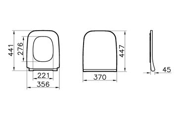 VITRA INTEGRA SQUARE WC sedadlo Slim, SoftClosing 191-003R009 Technický nákres