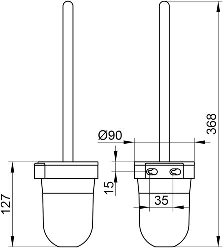 KEUCO SMART WC kefa, nástenná, matné sklo, chróm 02364010100 Technický nákres