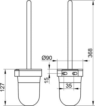 KEUCO SMART WC kefa, nástenná, matné sklo, chróm 02364010100 Technický nákres