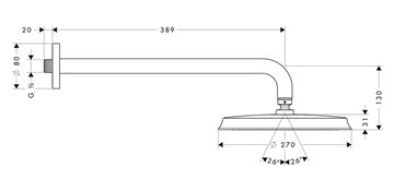 HANSGROHE RAINDANCE CLASSIC 240 AIR 1JET horná sprcha pr. 270 mm, s ramenom, chróm 27424000 Technický nákres