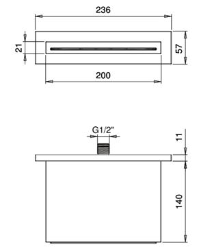 SANJET horná sprcha 236x140 mm, chróm E044086 Technický nákres