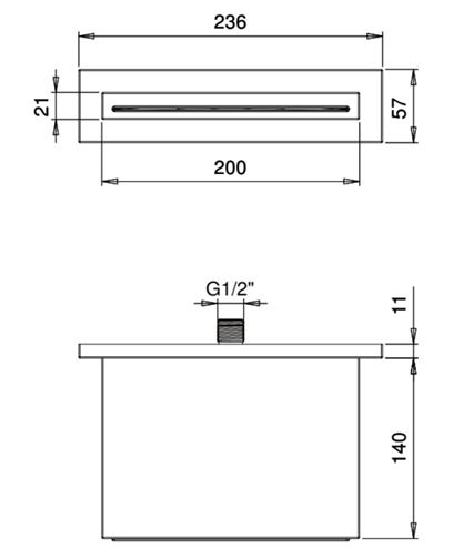 SANJET horná sprcha 236x140 mm, chróm E044086 Technický nákres