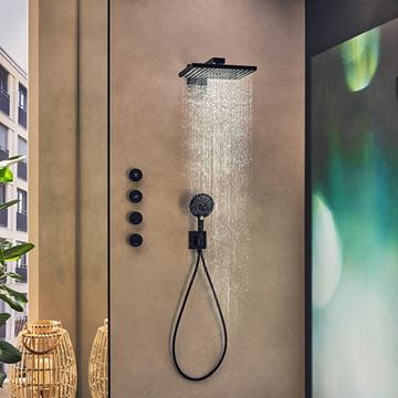 HANSGROHE RAINDANCE E 300 1JET horná sprcha 300x300 mm, s ramenom, matná čierna 26238670 Obrázek - fotka